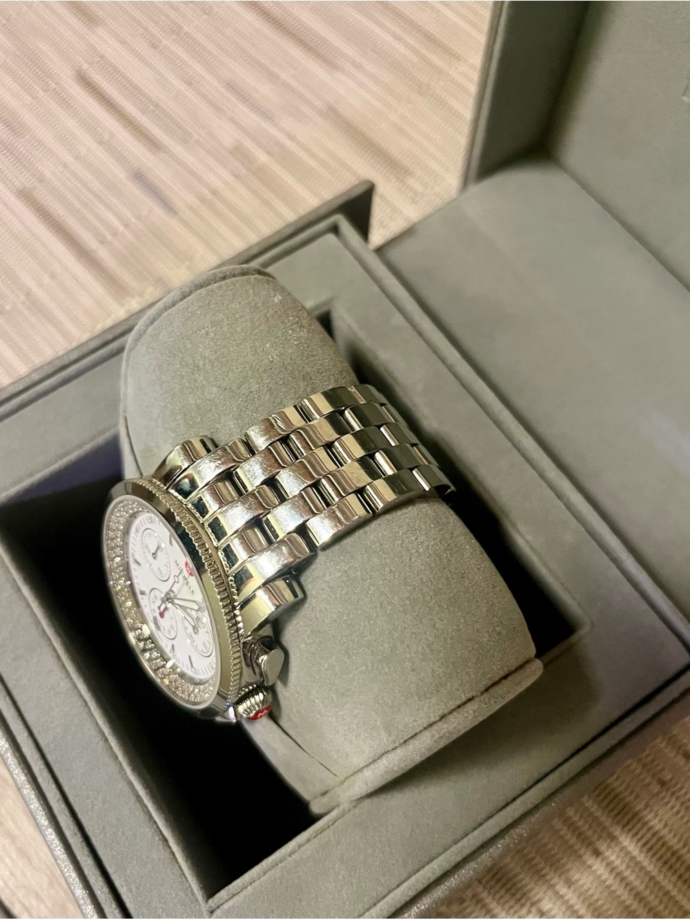 MICHELE Sport Sail Diamond Chronograph Watch White Dial Stainless Steel 38mm - Picture 10 of 15